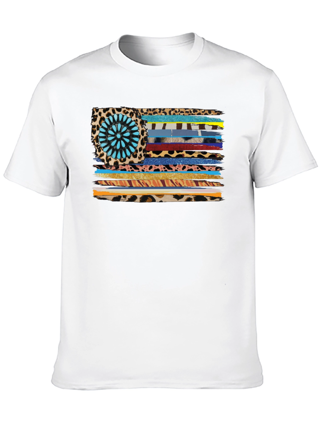 Western Style Flag Graphic Tee - Black Cotton