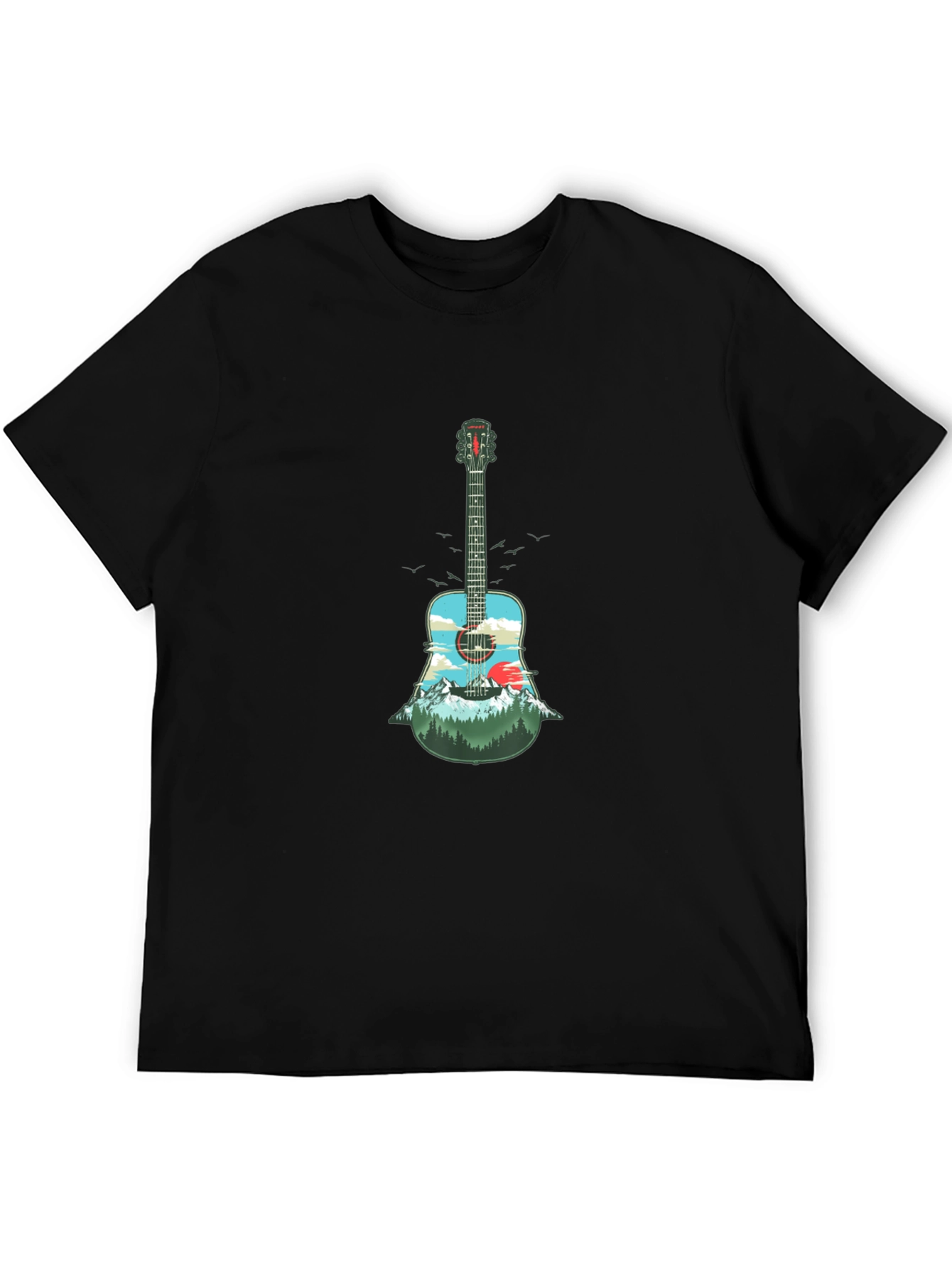 Guitar Landscape Graphic Tee - Black