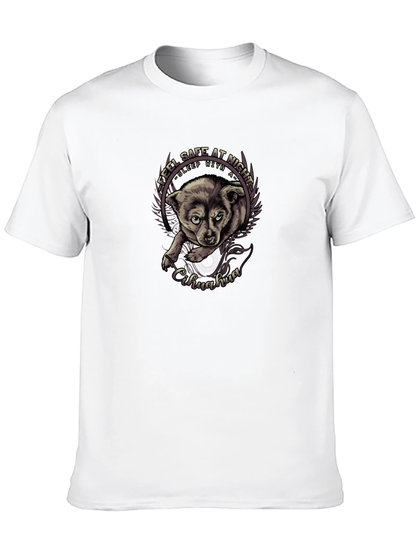 Feel Safe Chihuahua Black T-Shirt