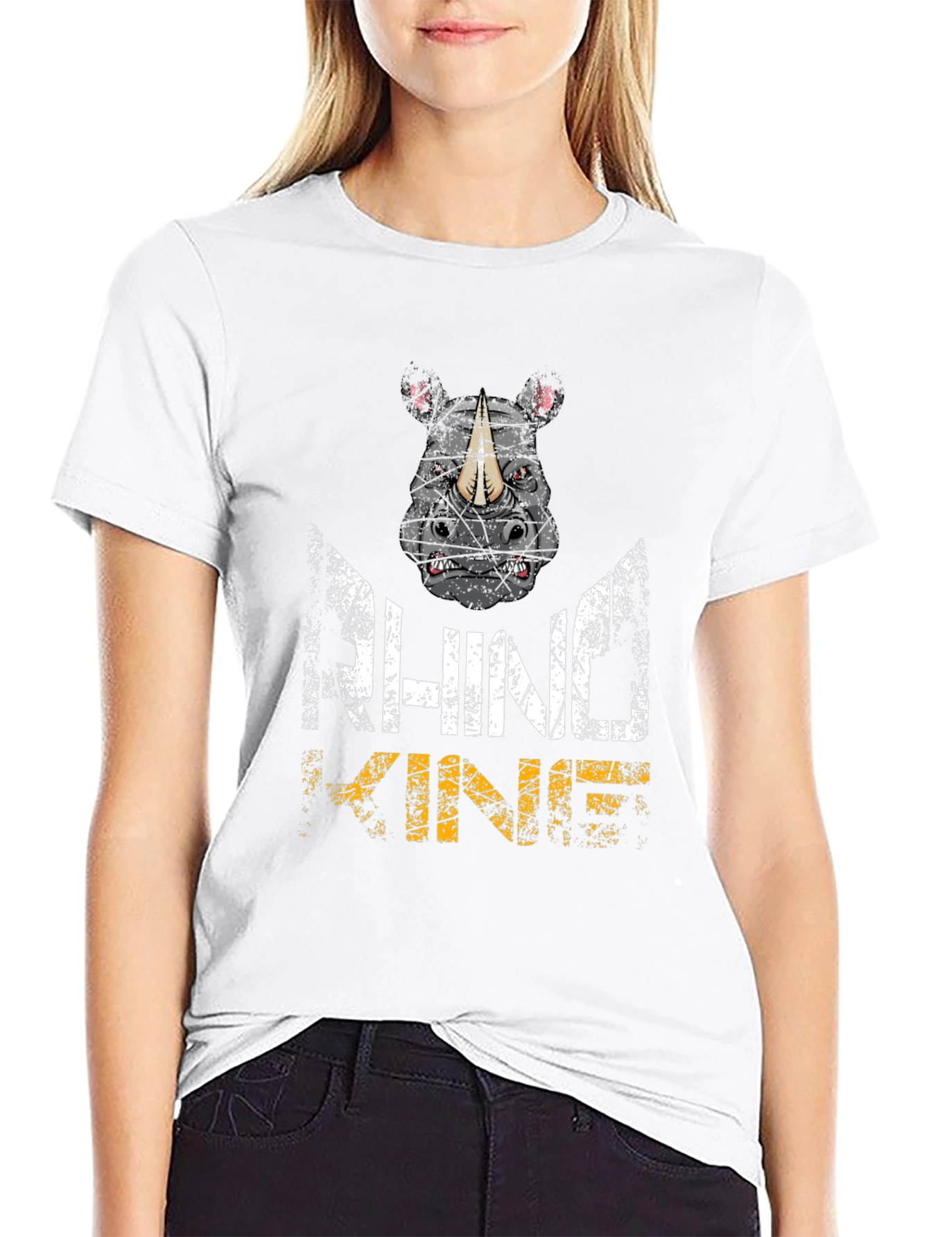 Rhino King Graphic Print T-Shirt - Animal Lovers Tee