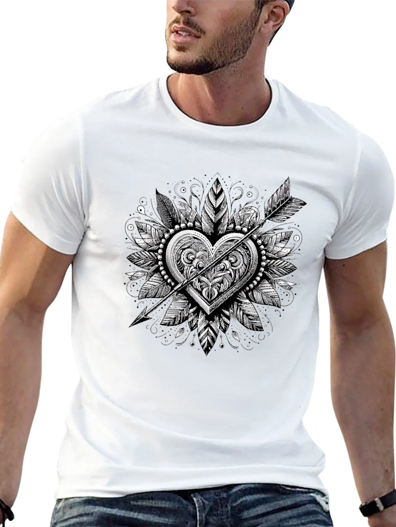 Arrow Heart Graphic Tee - Stylish Black T-Shirt