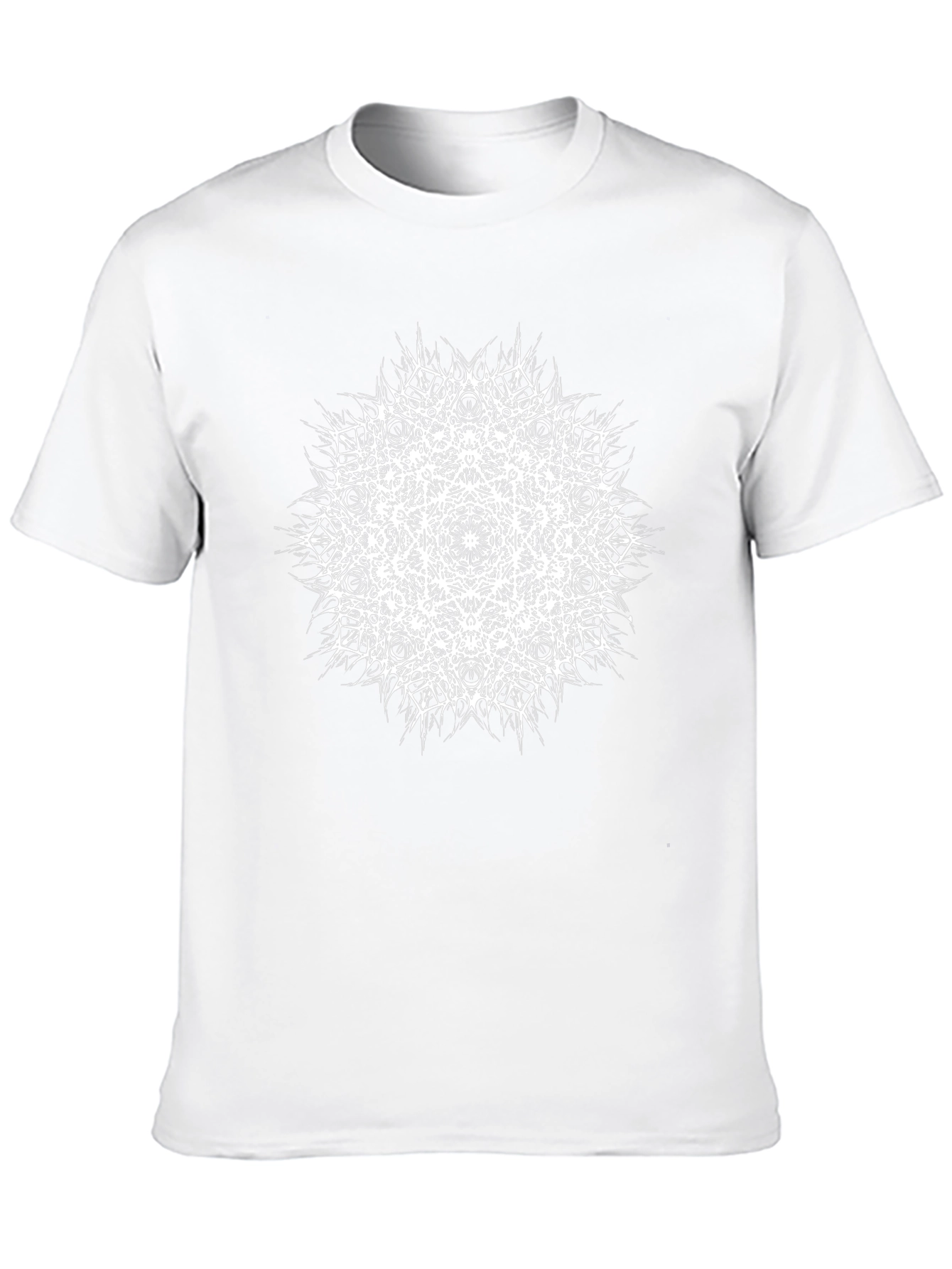 Black T-Shirt with White Mandala Print