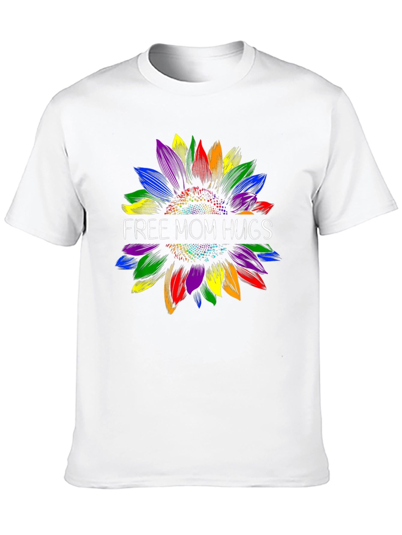 Free Mom Hugs Rainbow Sunflower Graphic Tee