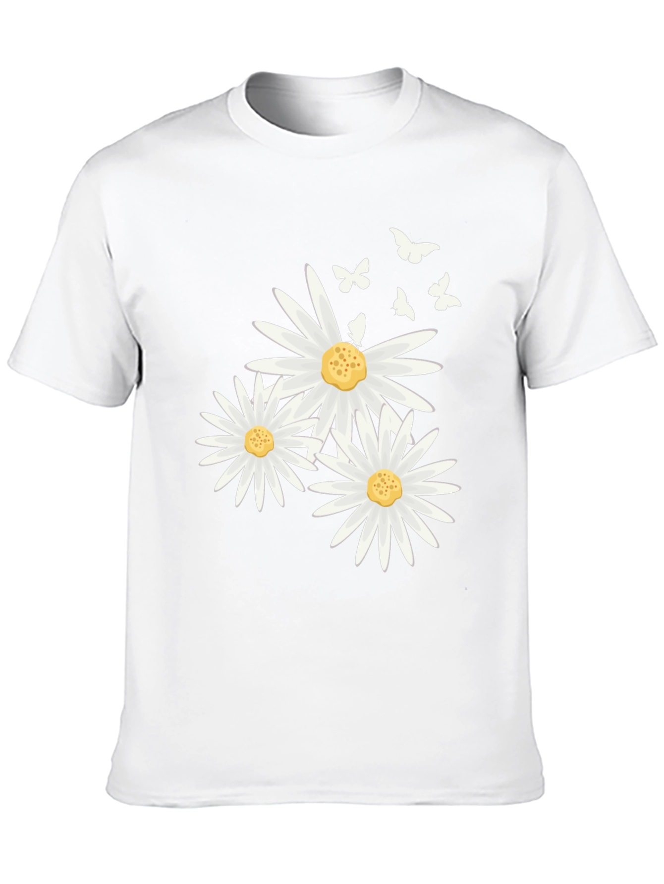 Daisy & Butterfly Print Black T-Shirt