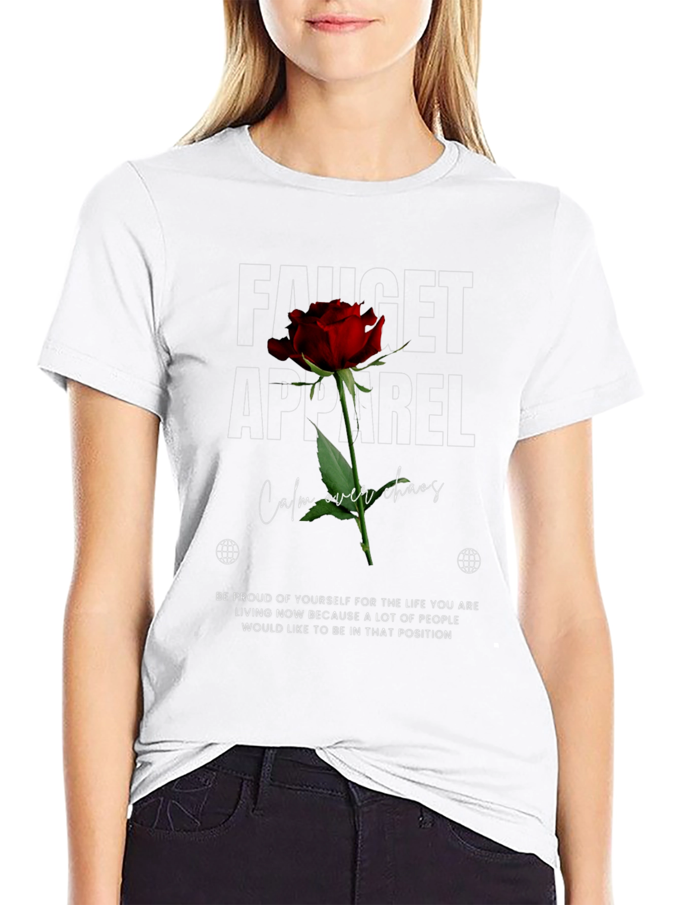 Rose Graphic T-Shirt - Calm Over Chaos