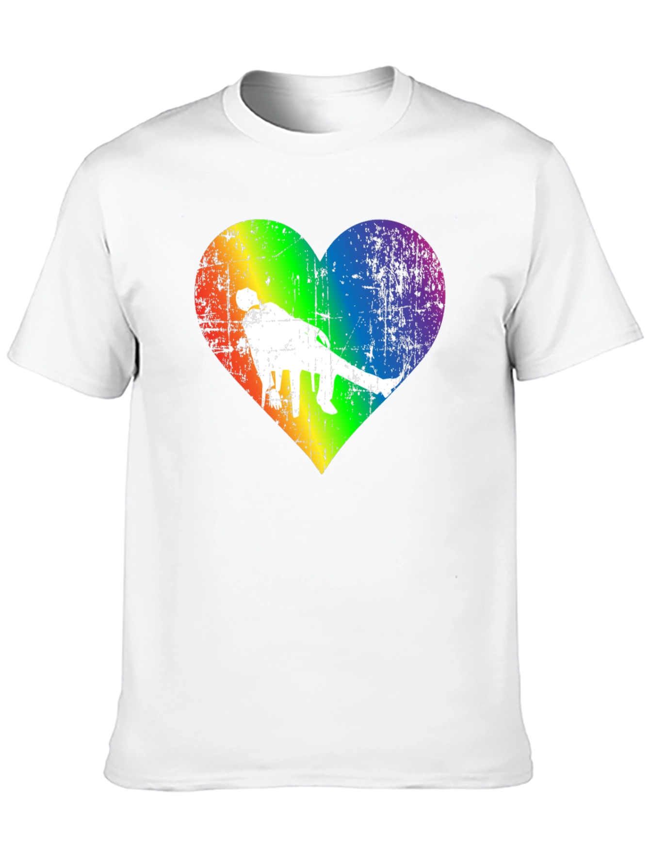 LGBTQ+ Pride Dinosaur Rainbow Heart Graphic Tee