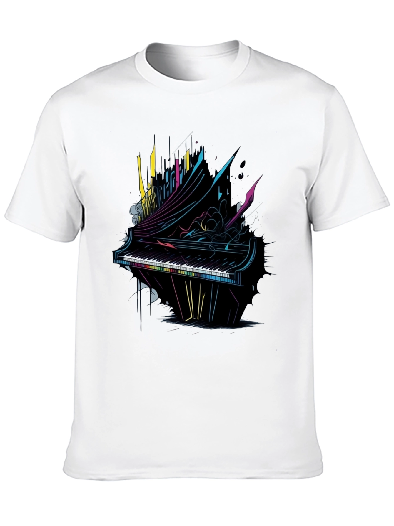 Abstract Piano Graphic T-Shirt - Musical Art Tee