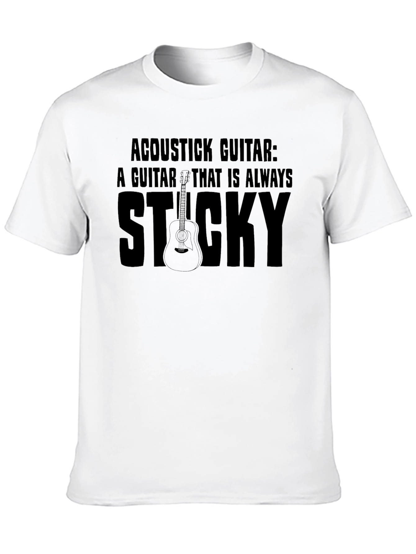 Acoustic Guitar Sticky T-Shirt - Music Lover Tee