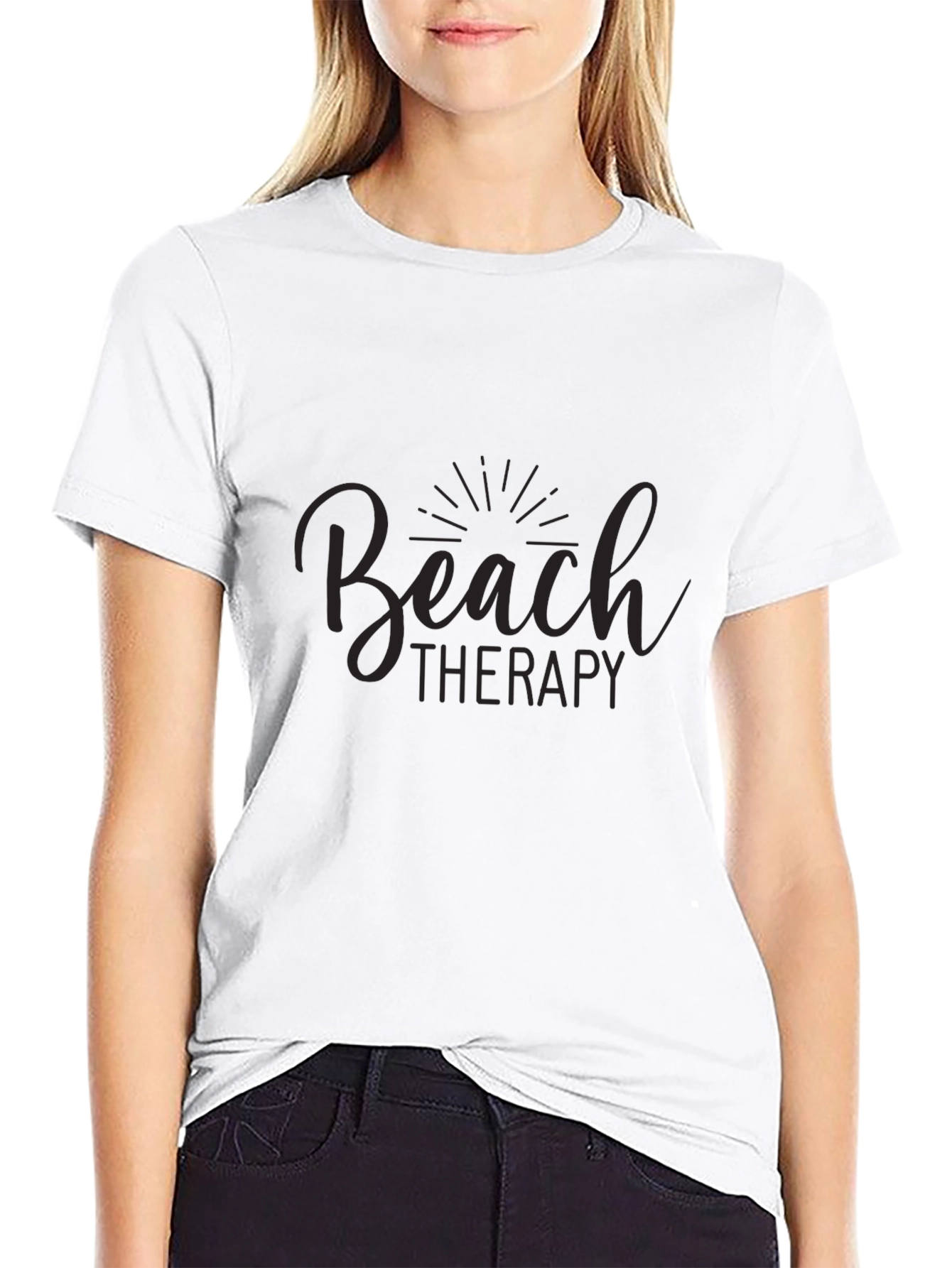 Beach Therapy Graphic Black T-Shirt