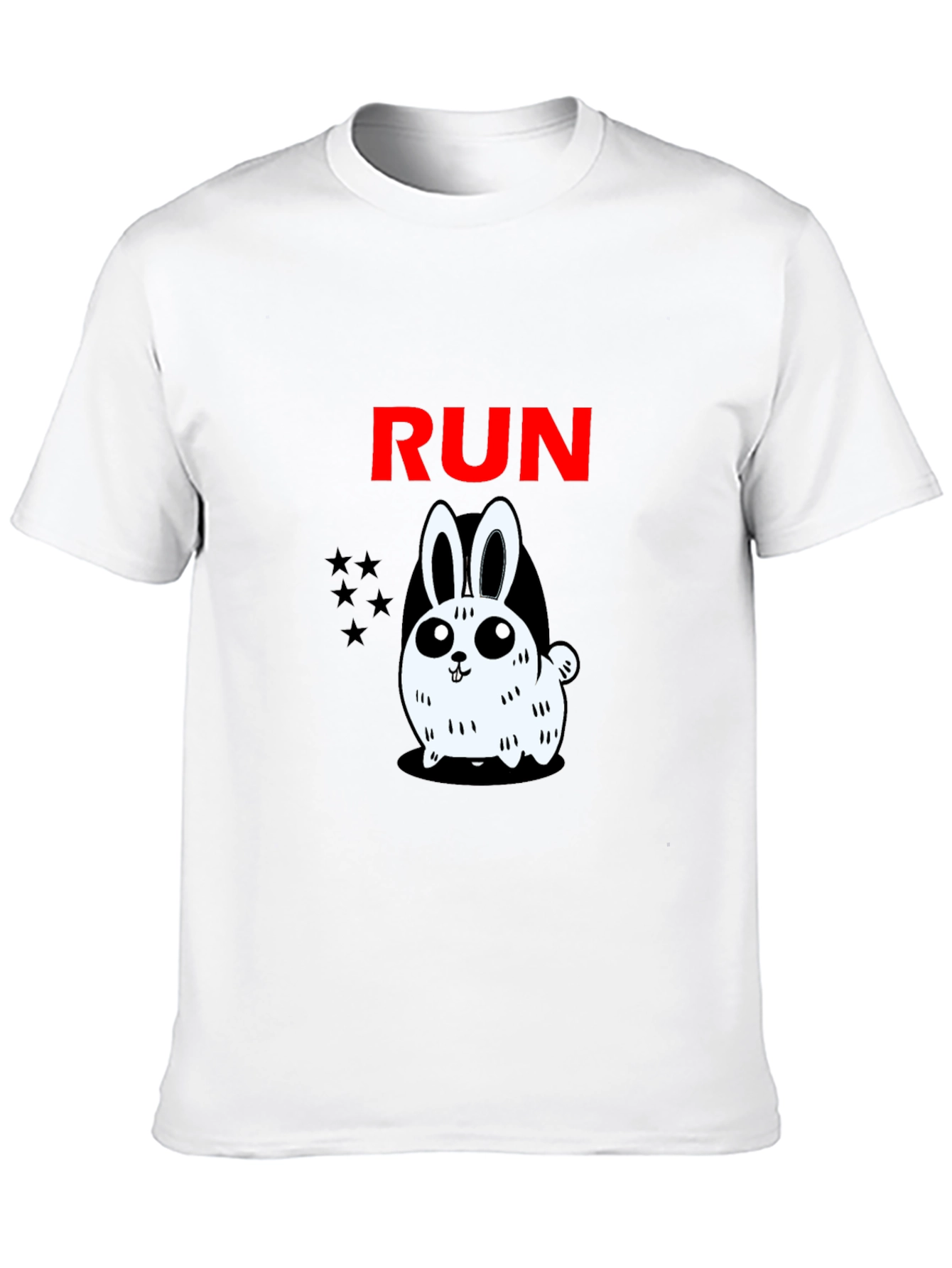 Run Bunny Graphic Tee - Mens Black Cotton T-Shirt