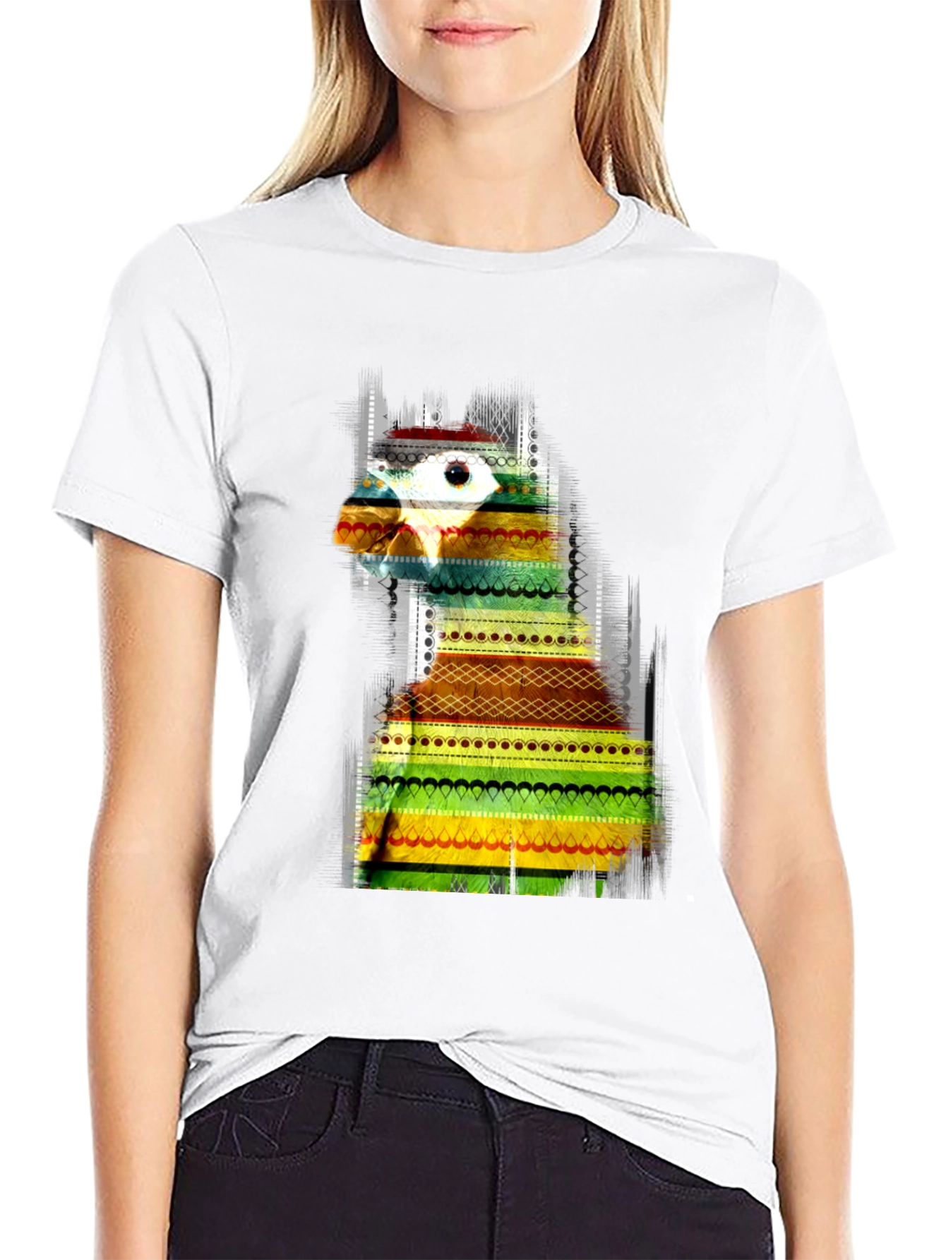 Patterned Llama Graphic Tee - Unique Design