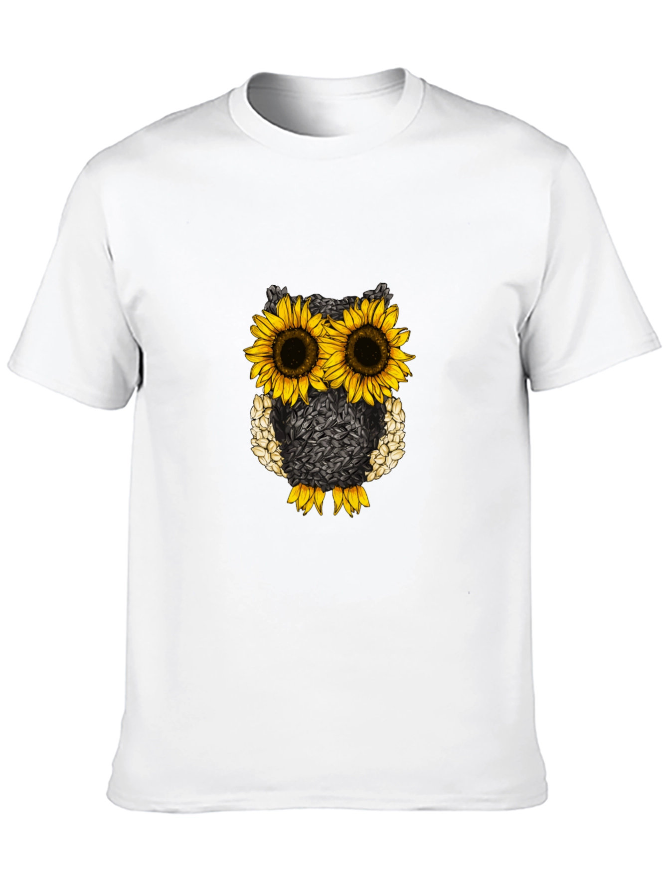 Sunflower Owl Graphic Tee - Black Cotton Blend