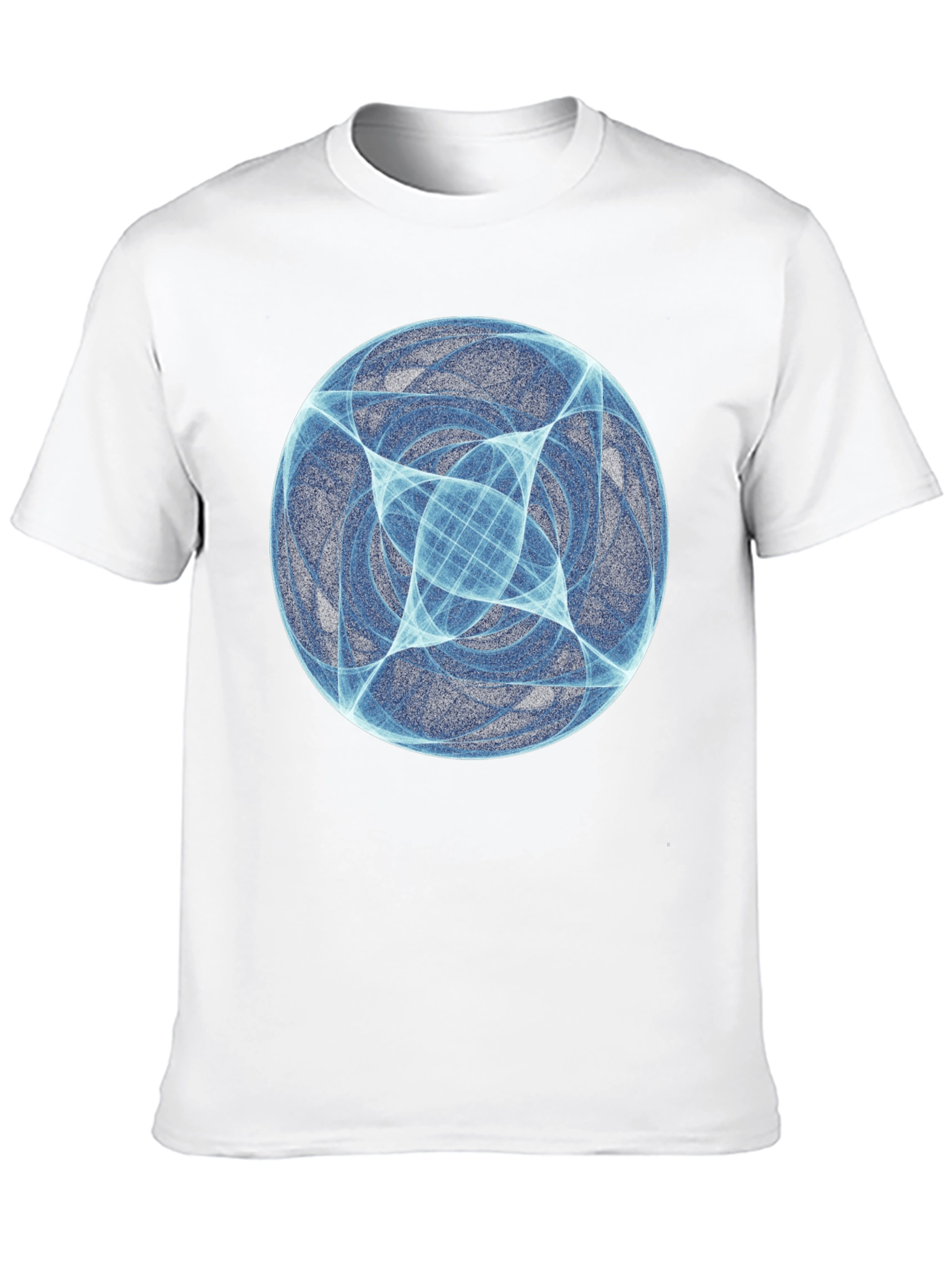 Abstract Blue Orb Graphic Black T-Shirt