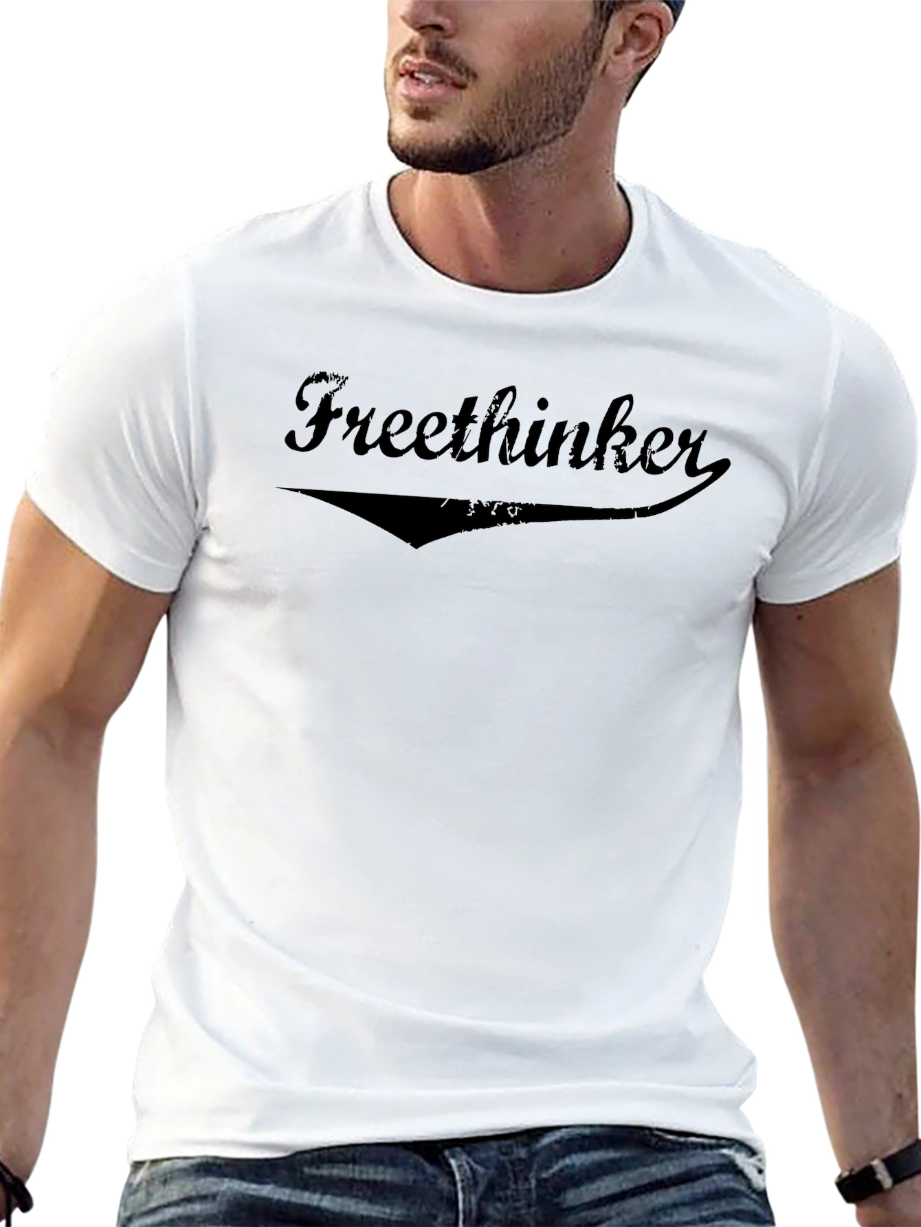 Freethinker Black Graphic Tee - Soft Cotton Blend