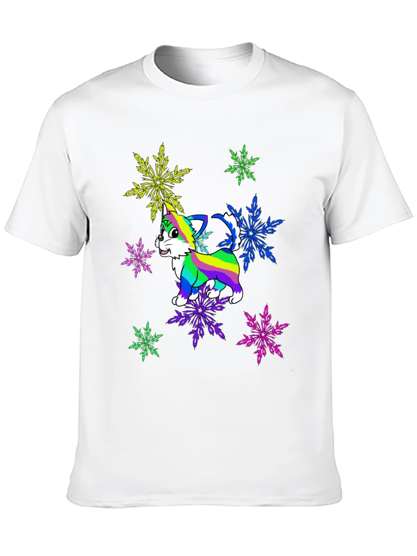 Rainbow Cat Snowflake Graphic Tee