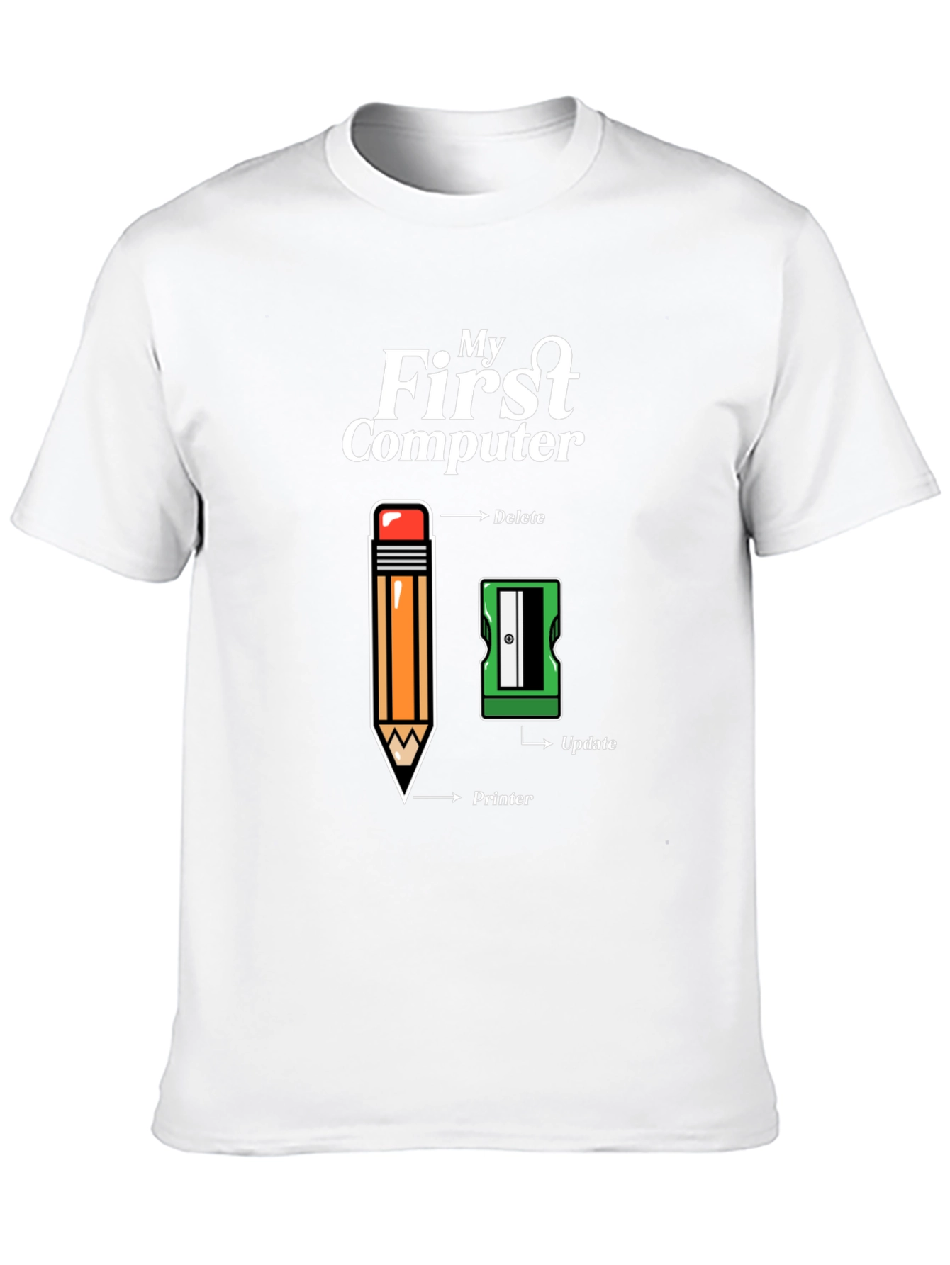 My First Computer T-Shirt - Pencil & Sharpener Design