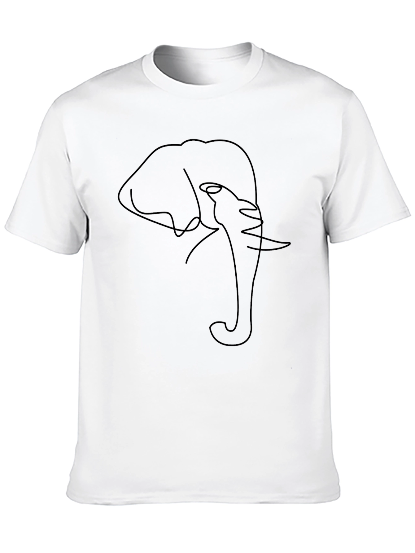 Minimalist Elephant Line Art Black T-Shirt
