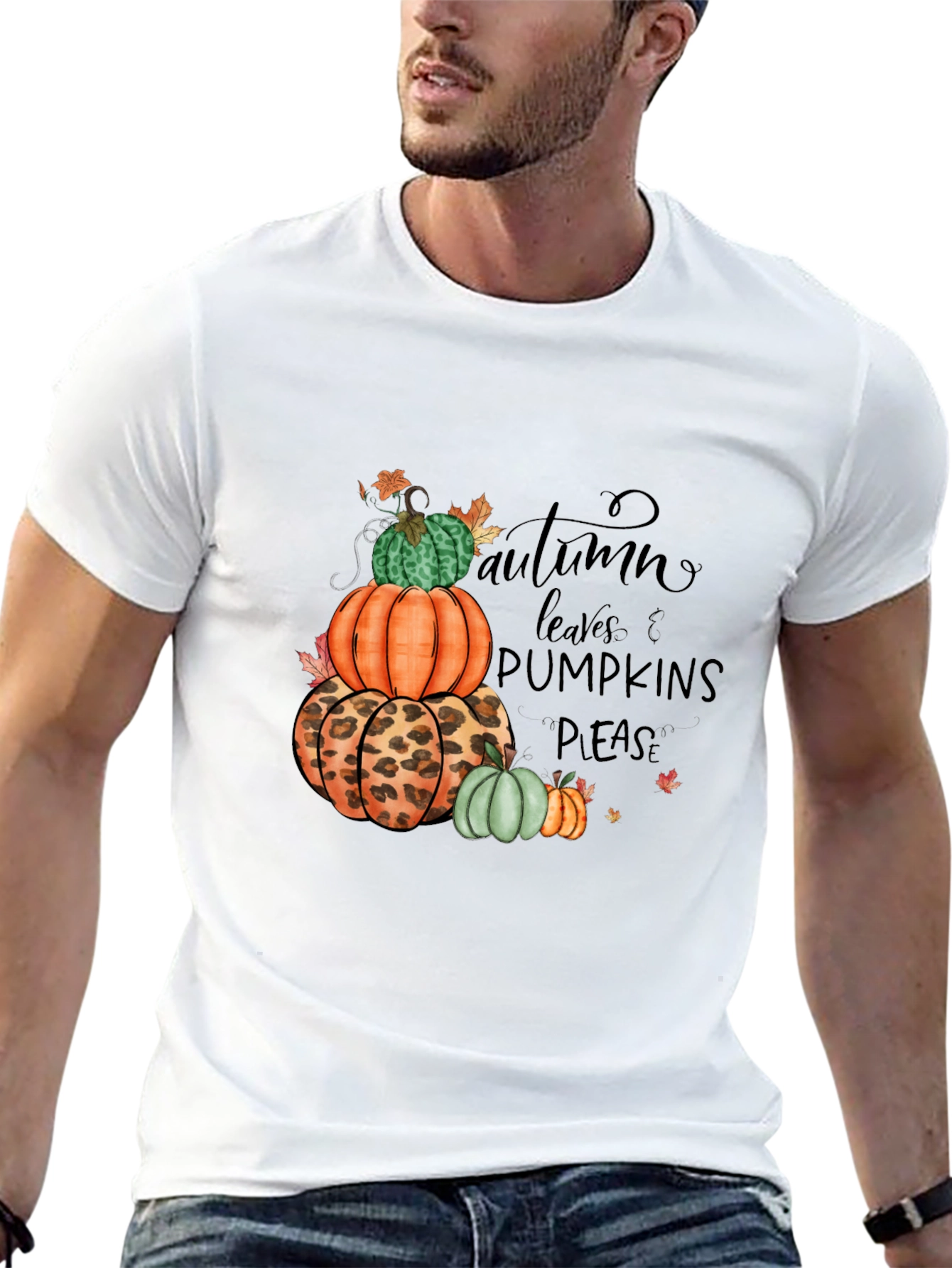 Autumn Leaves & Pumpkins Please T-Shirt