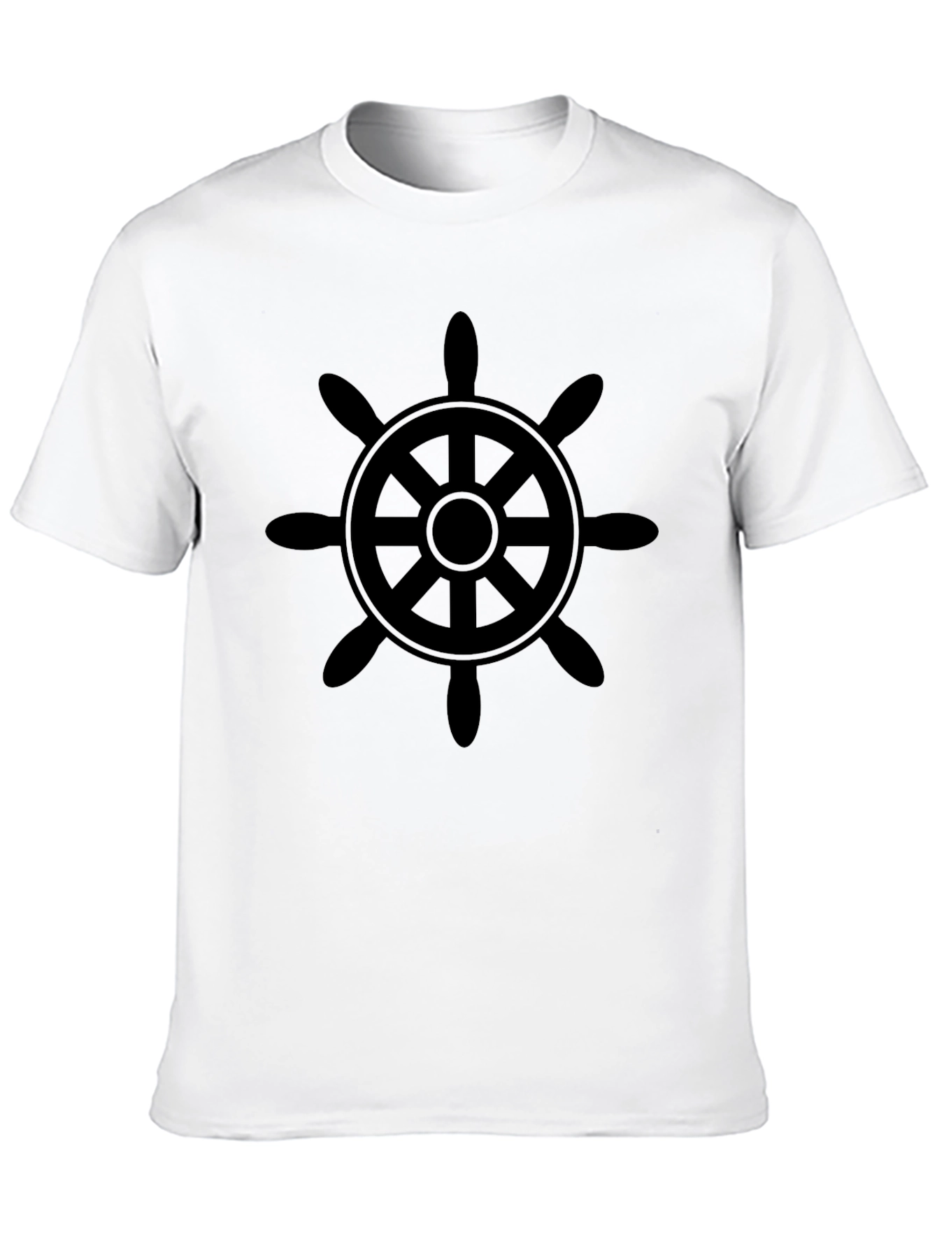 Nautical Wheel Graphic Tee - Classic Black Cotton T-Shirt