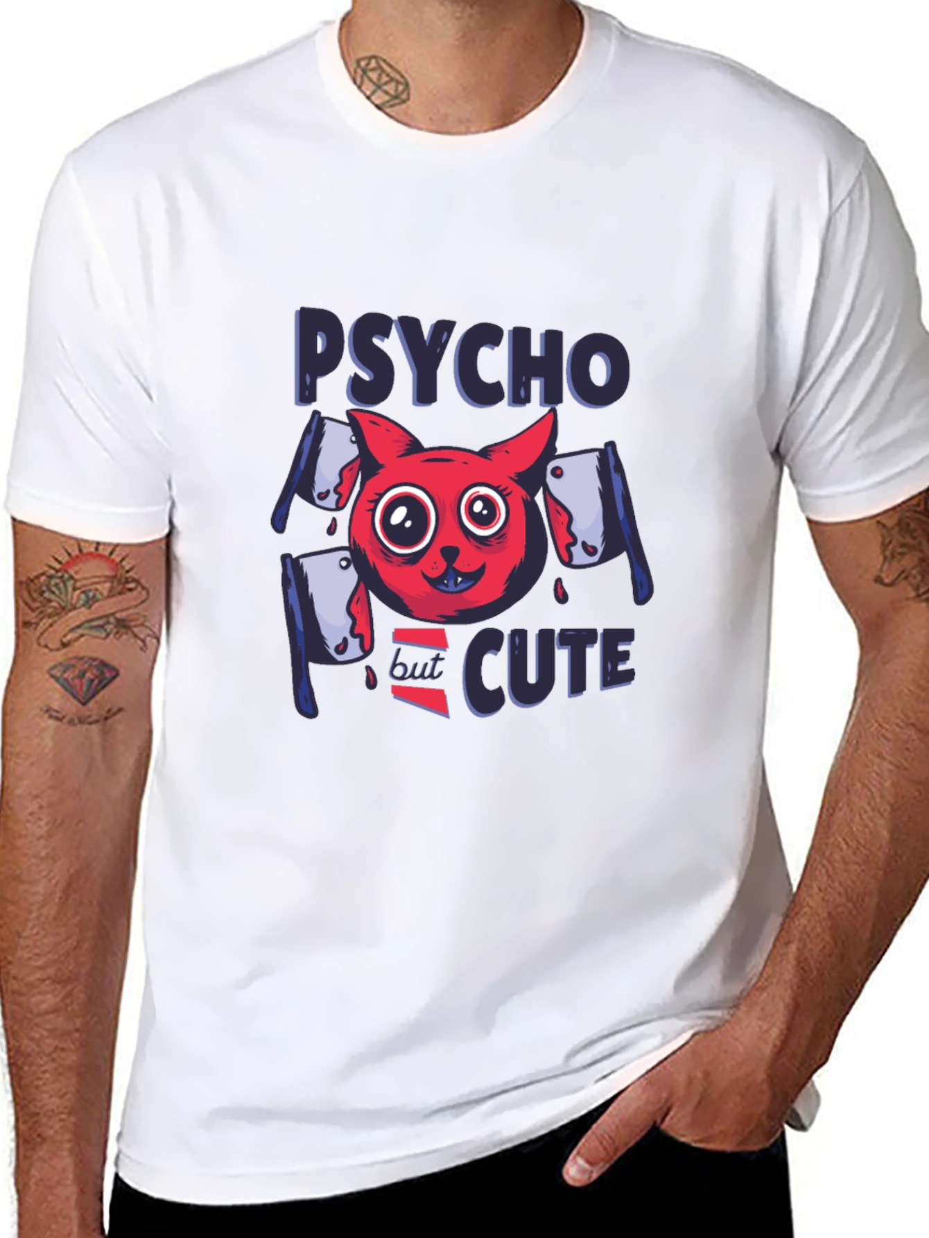 Psycho But Cute Graphic Tee - Black