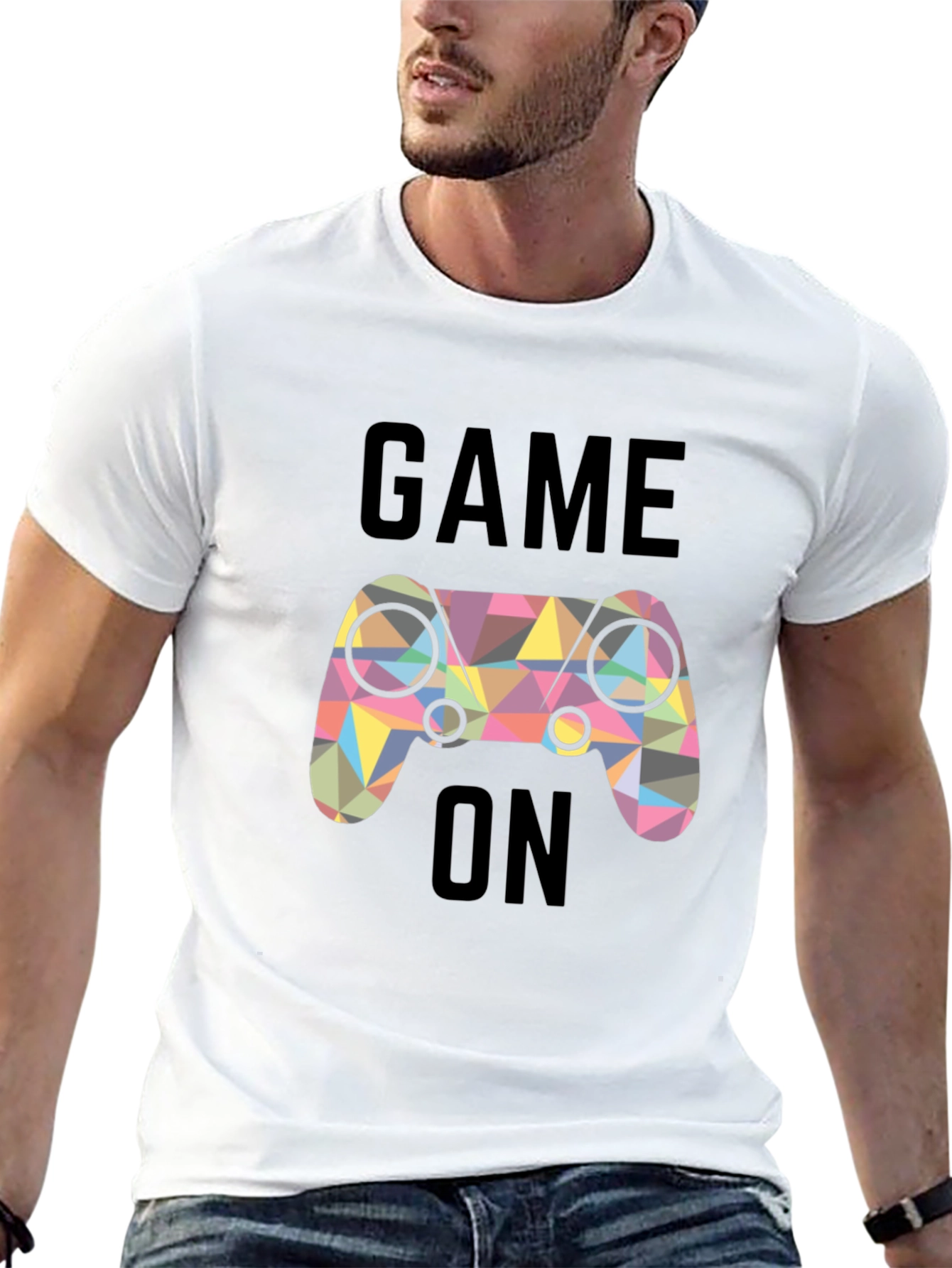 Game On! Geometric Controller Graphic Tee - Black