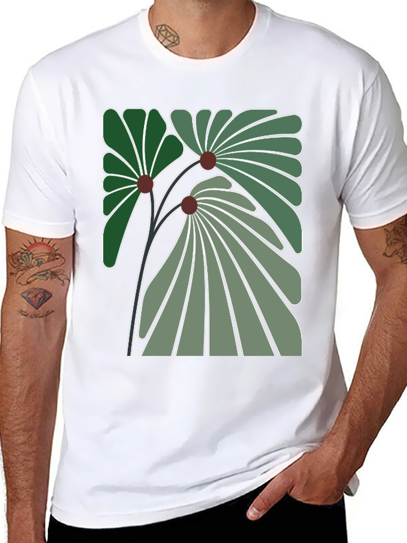 Floral Graphic Print Black Tee