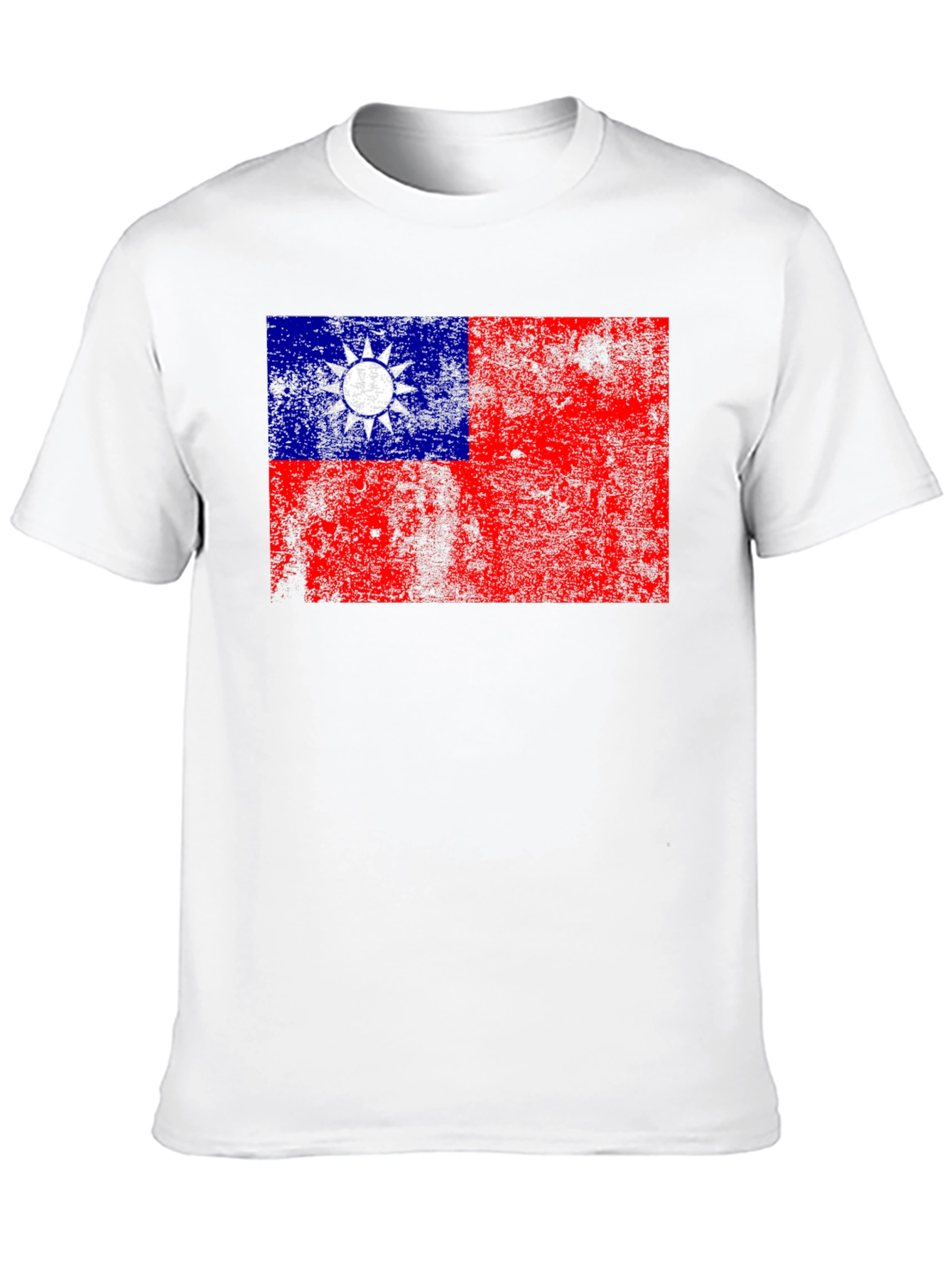 Distressed Taiwan Flag Graphic Tee - Black