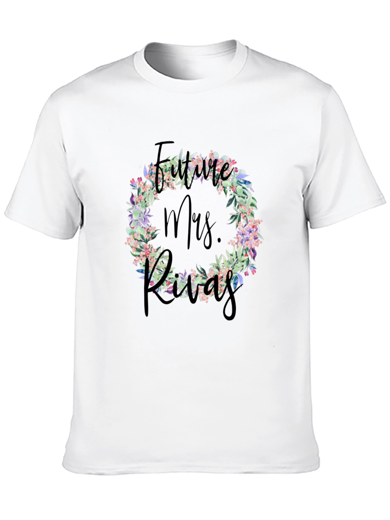 Future Mrs. Last Name Floral Wreath T-Shirt