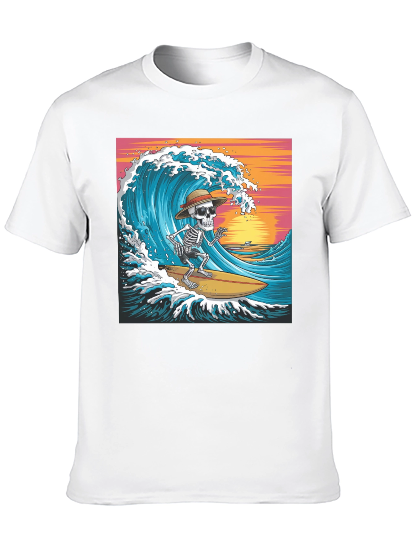 Surfing Skeleton Graphic T-Shirt