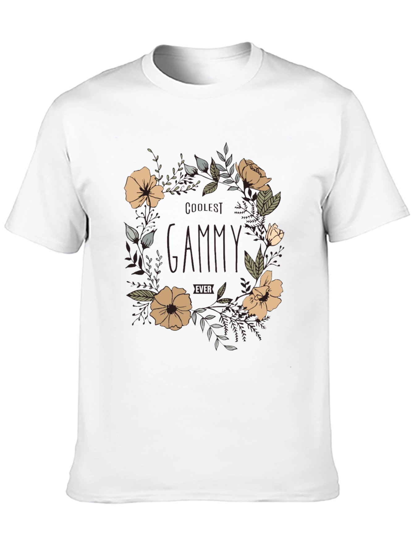 Coolest Gammy Ever Floral Graphic Tee - Black
