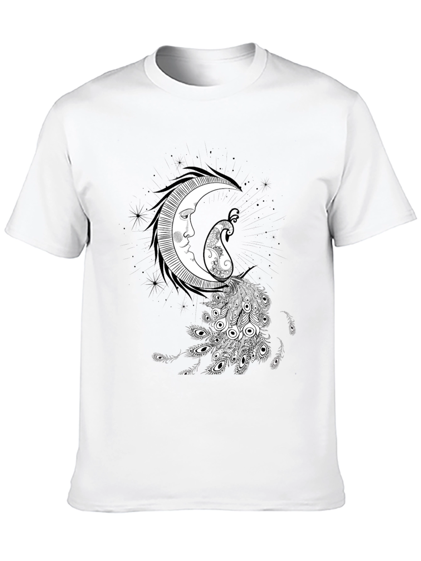 Mystic Moon & Paisley Peacock Graphic Tee - Black