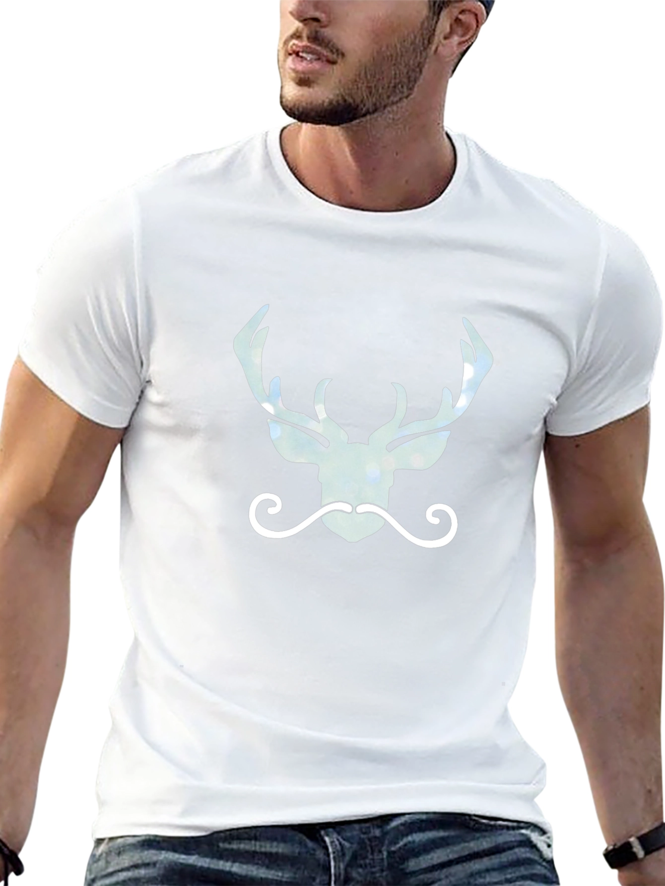 Stylish Deer Antler Graphic Tee - Mens Black T-Shirt