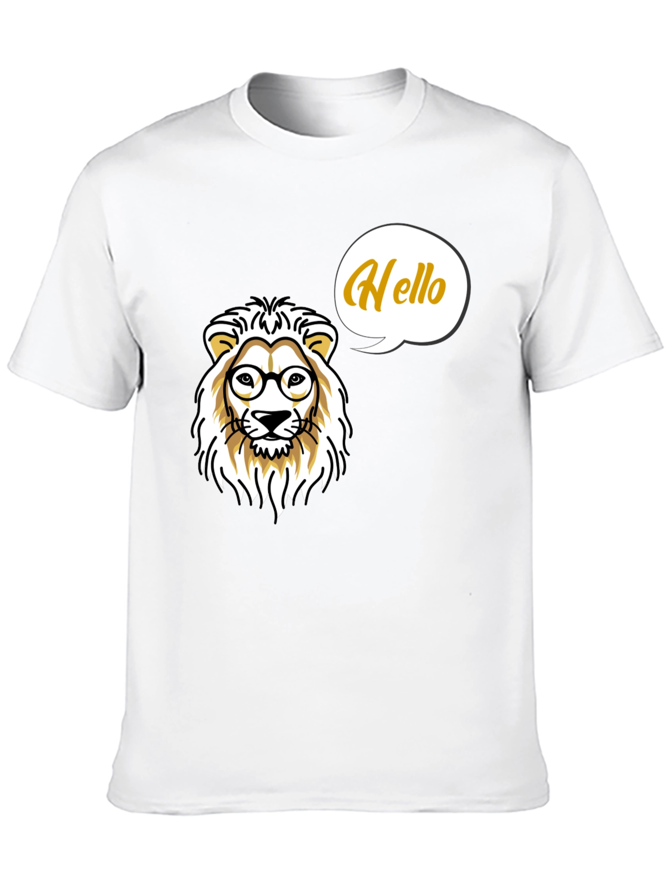 Lion with Glasses Mens Black T-Shirt