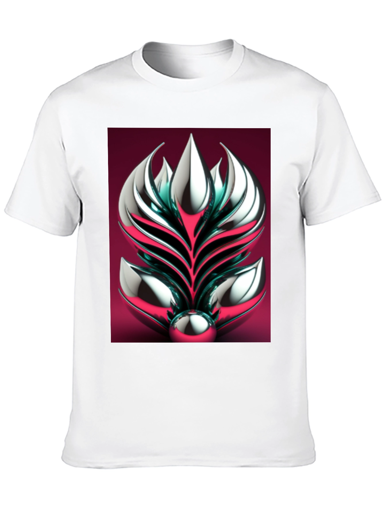 Metallic Floral Graphic Tee - Modern Art Design