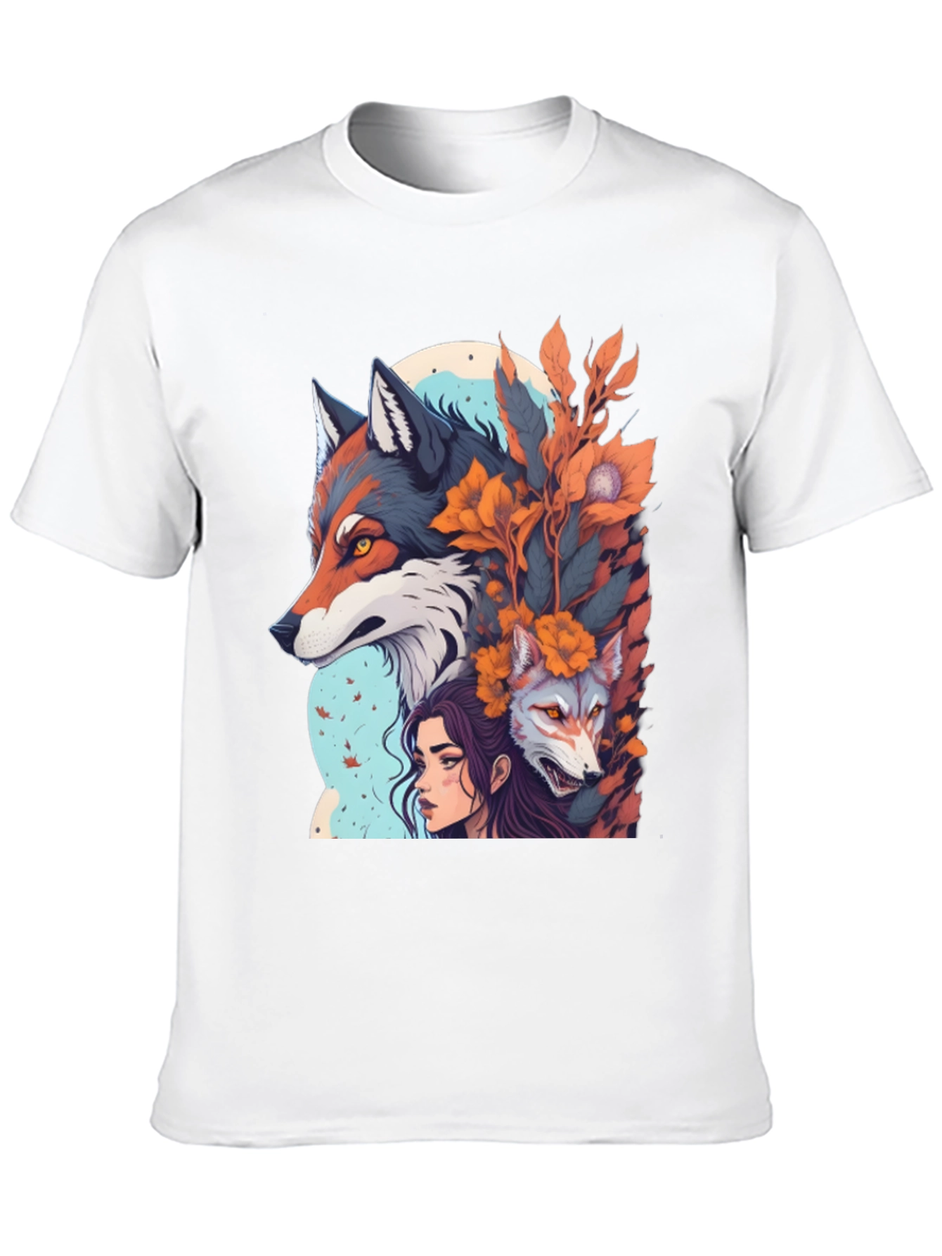 Wolf & Woman Graphic T-Shirt - Unique Design