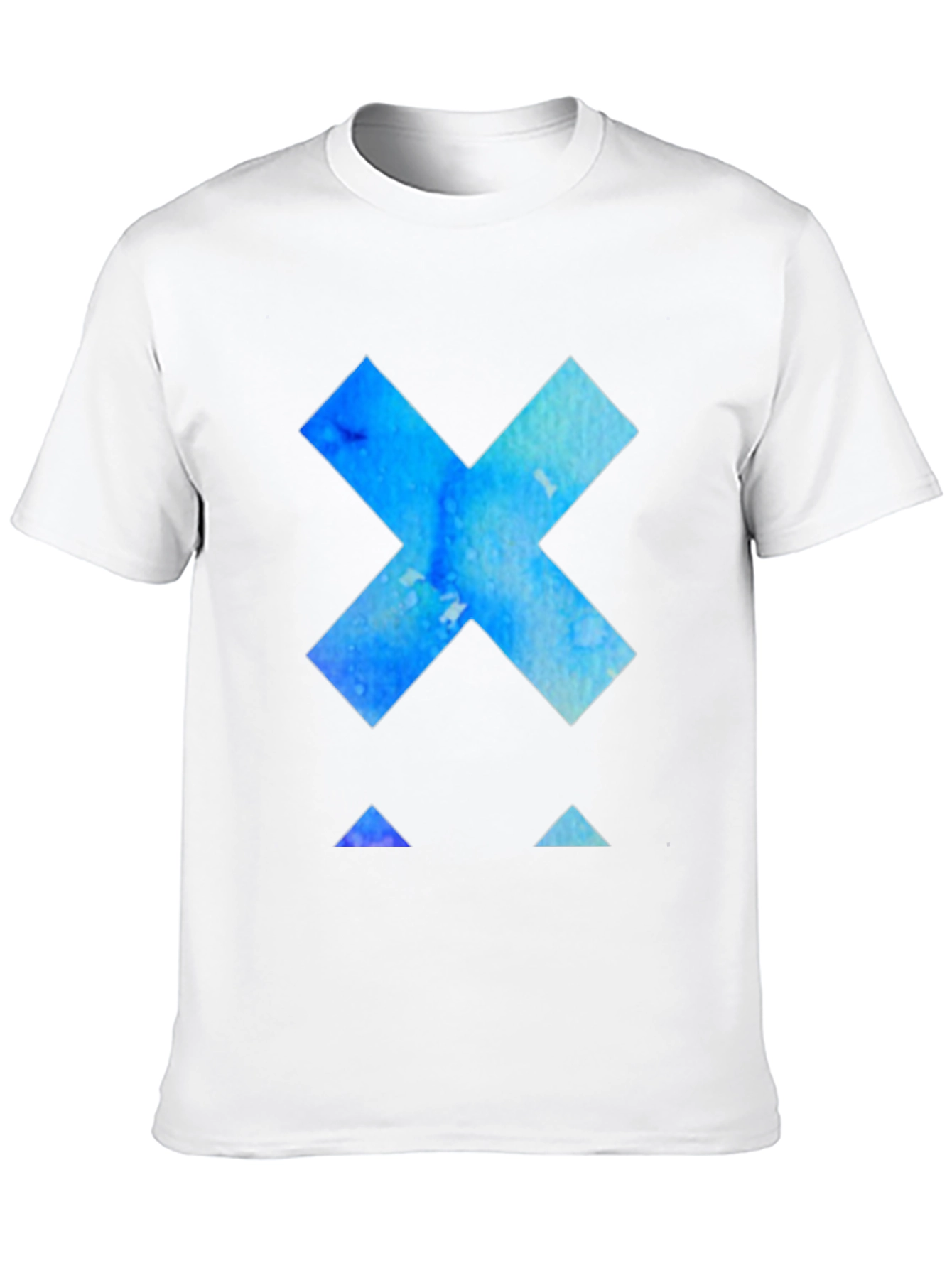 Abstract Blue X Graphic Tee - Black Cotton T-Shirt
