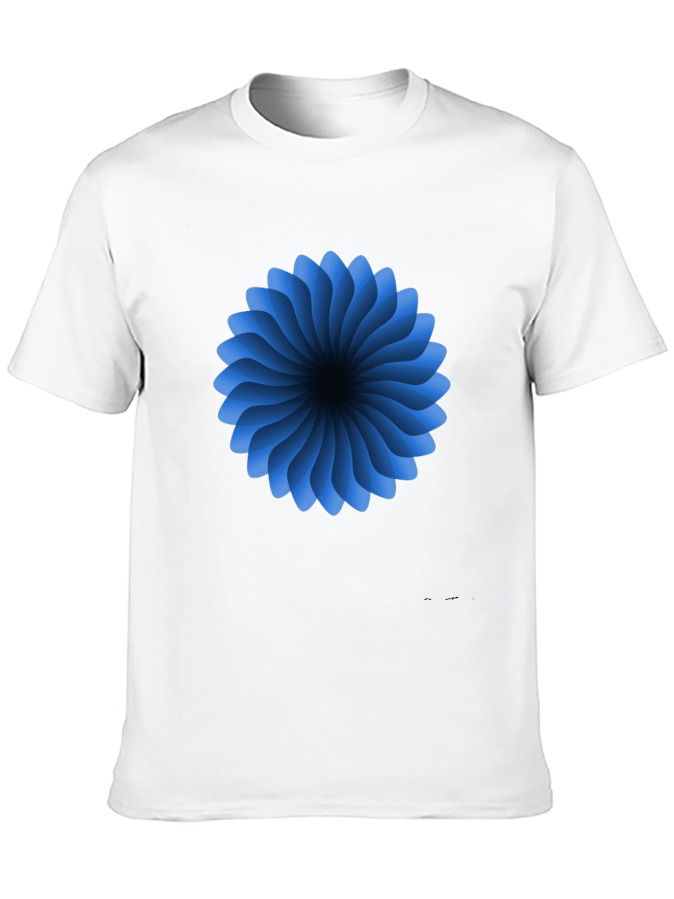 Abstract Blue Flower Graphic Black T-Shirt