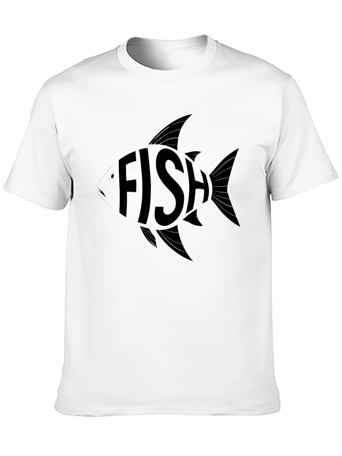 Fish Word Art Graphic Print Black T-Shirt