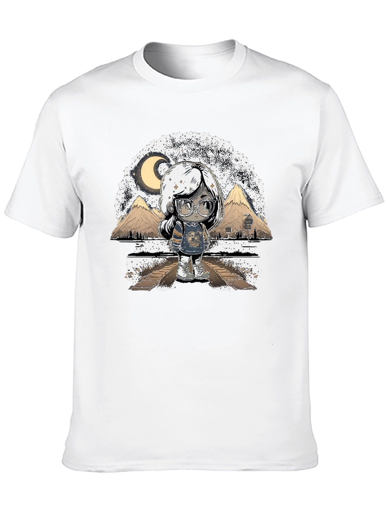 Artistic Graphic T-Shirt - Moonlit Scene