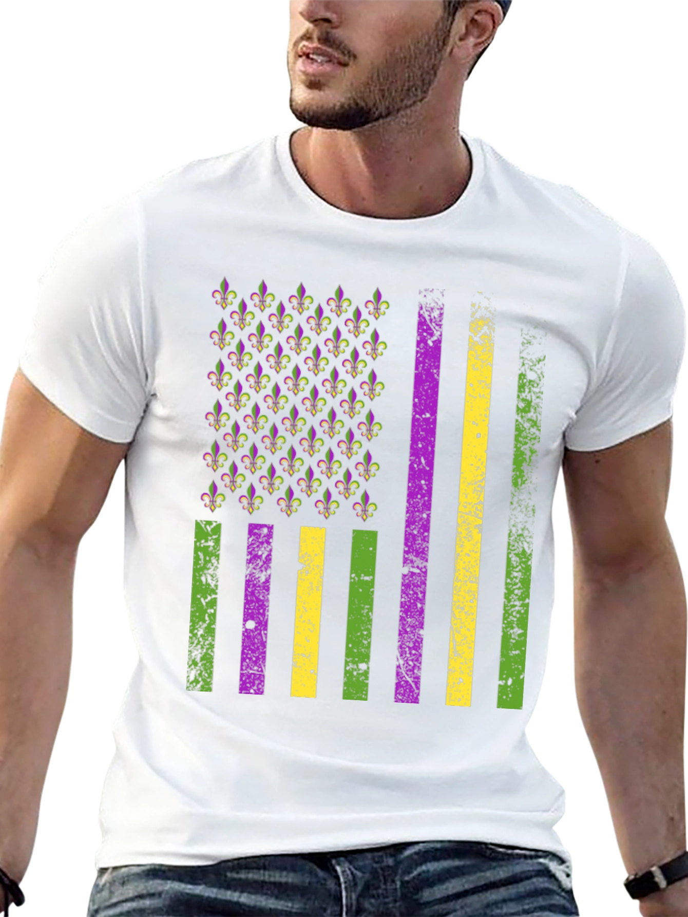 Mardi Gras American Flag T-Shirt