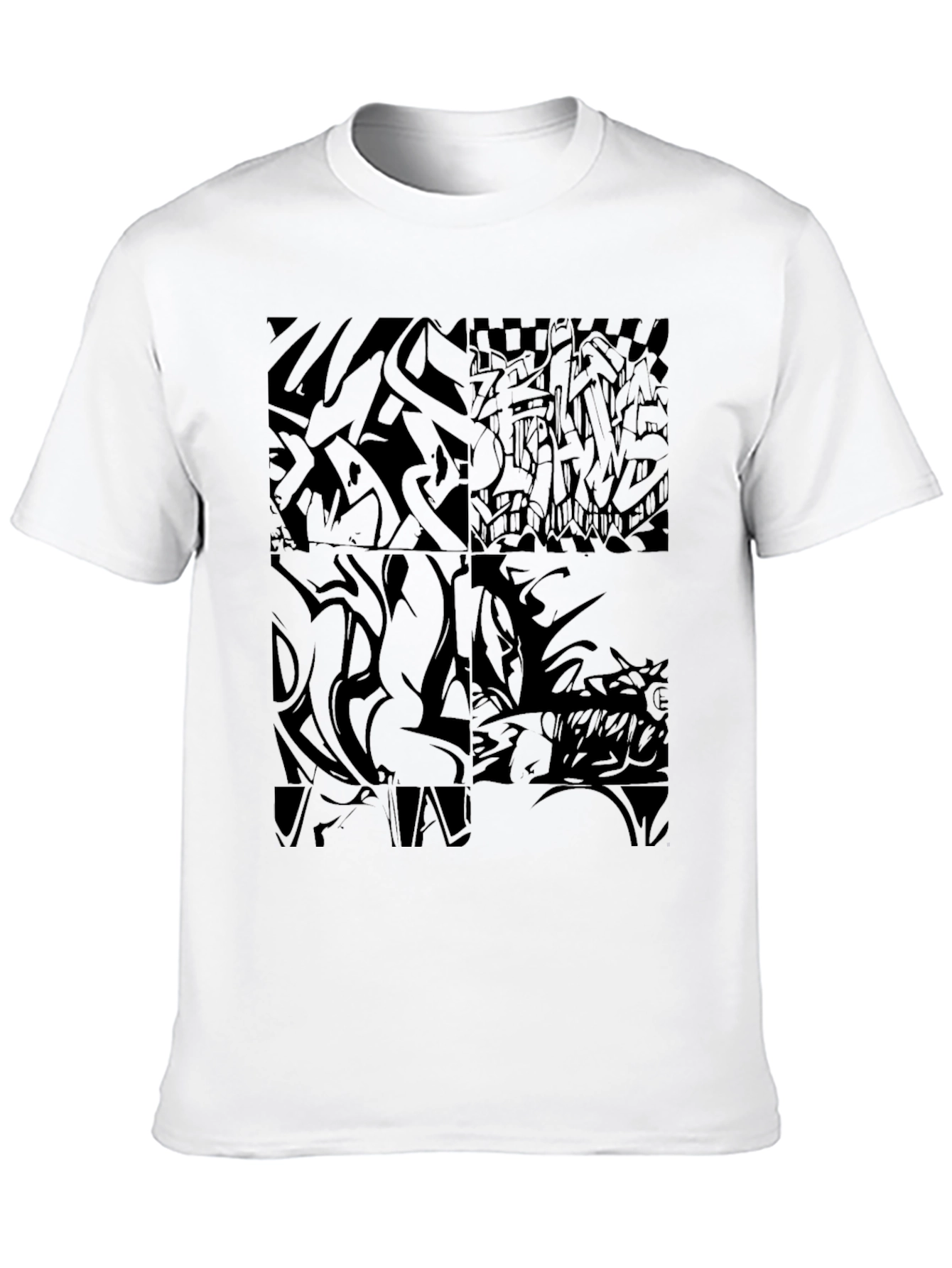 Abstract Graphic Print Tee - Mens Black T-Shirt