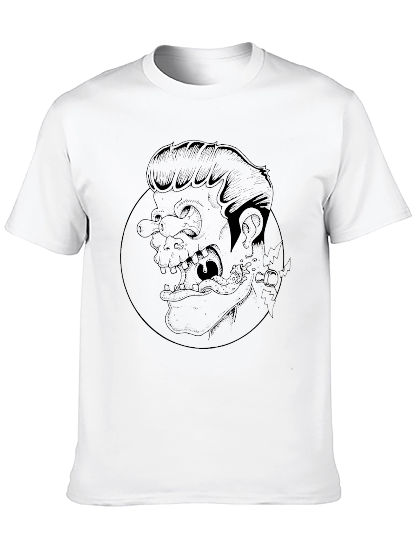 Graphic Print Black Crew Neck Tee