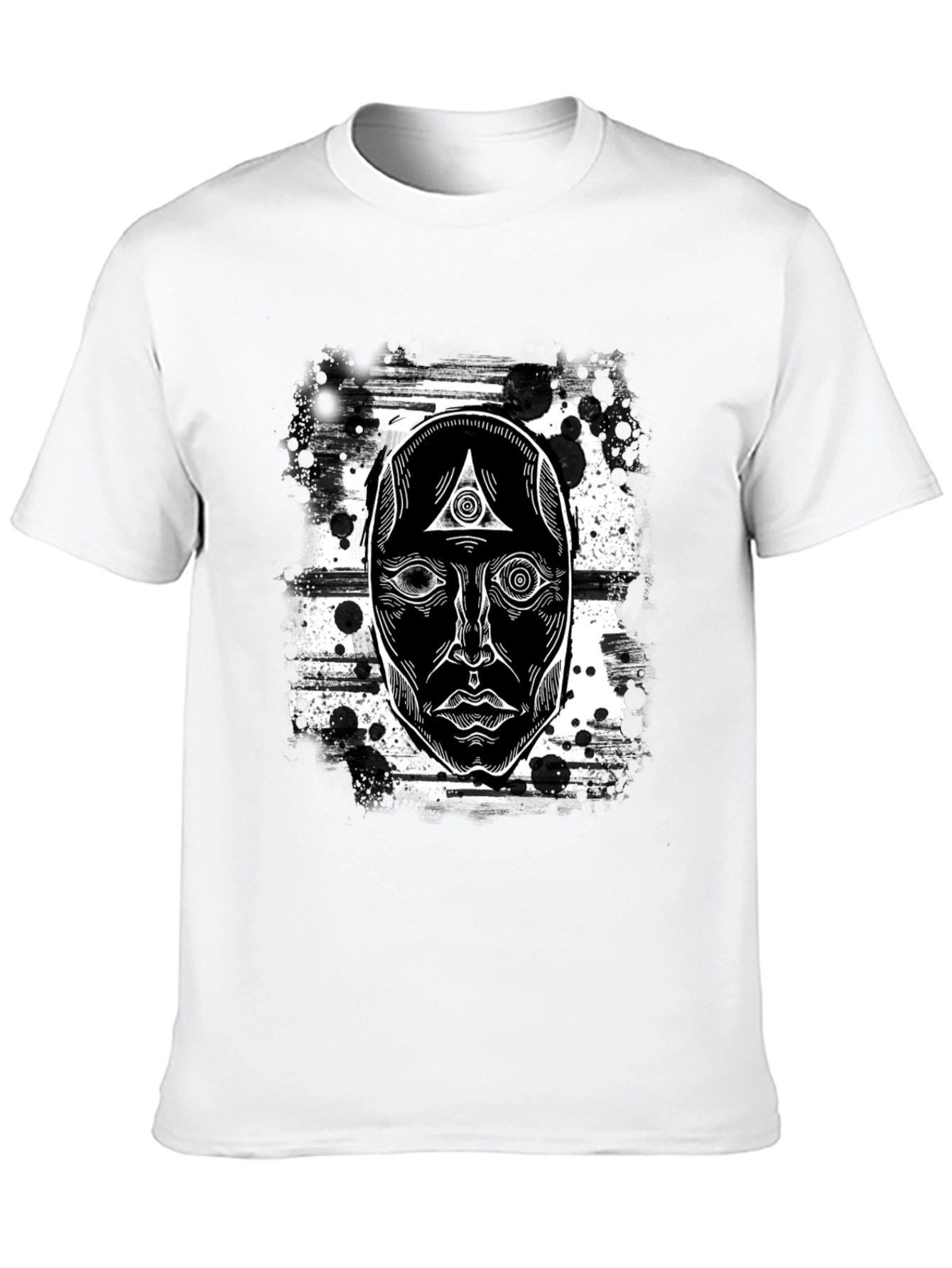 Mystic Face Graphic Black T-Shirt - Unique Design