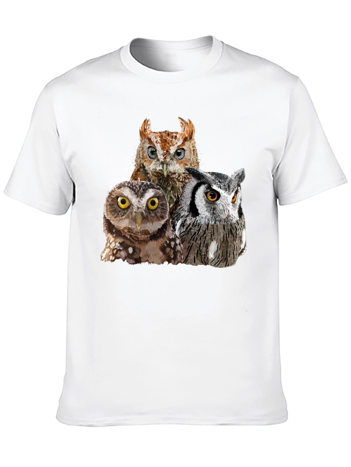 Owl Trio Graphic T-Shirt - Black Cotton Tee