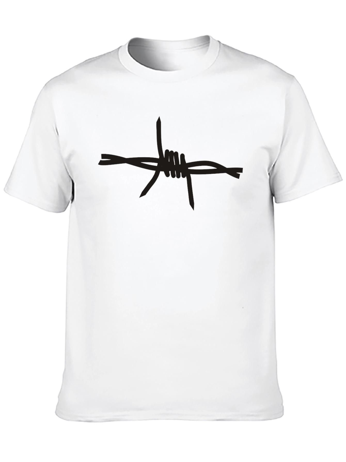 Edgy Barbed Wire Graphic Tee - Black Cotton T-Shirt