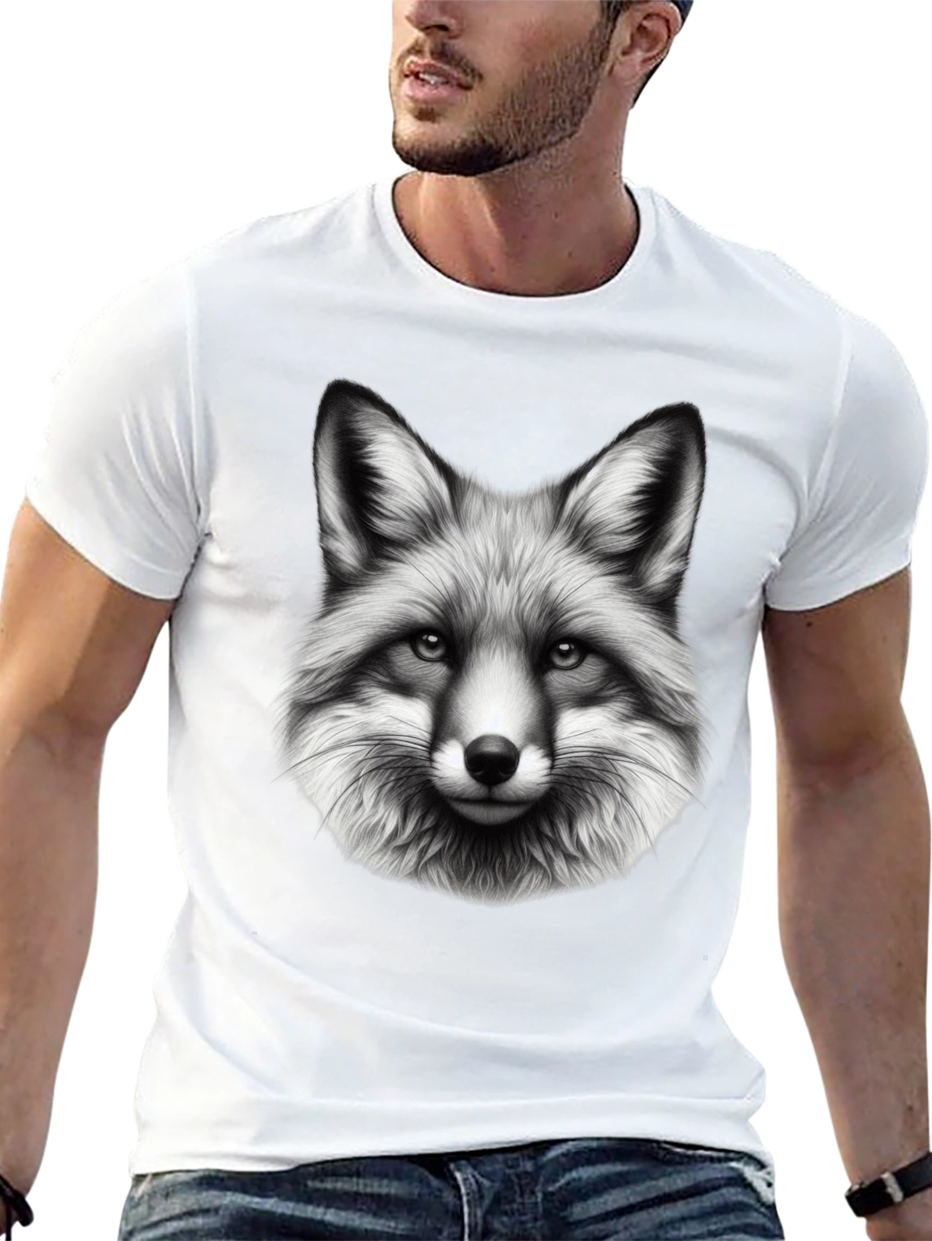 Fox Graphic Print Black T-Shirt