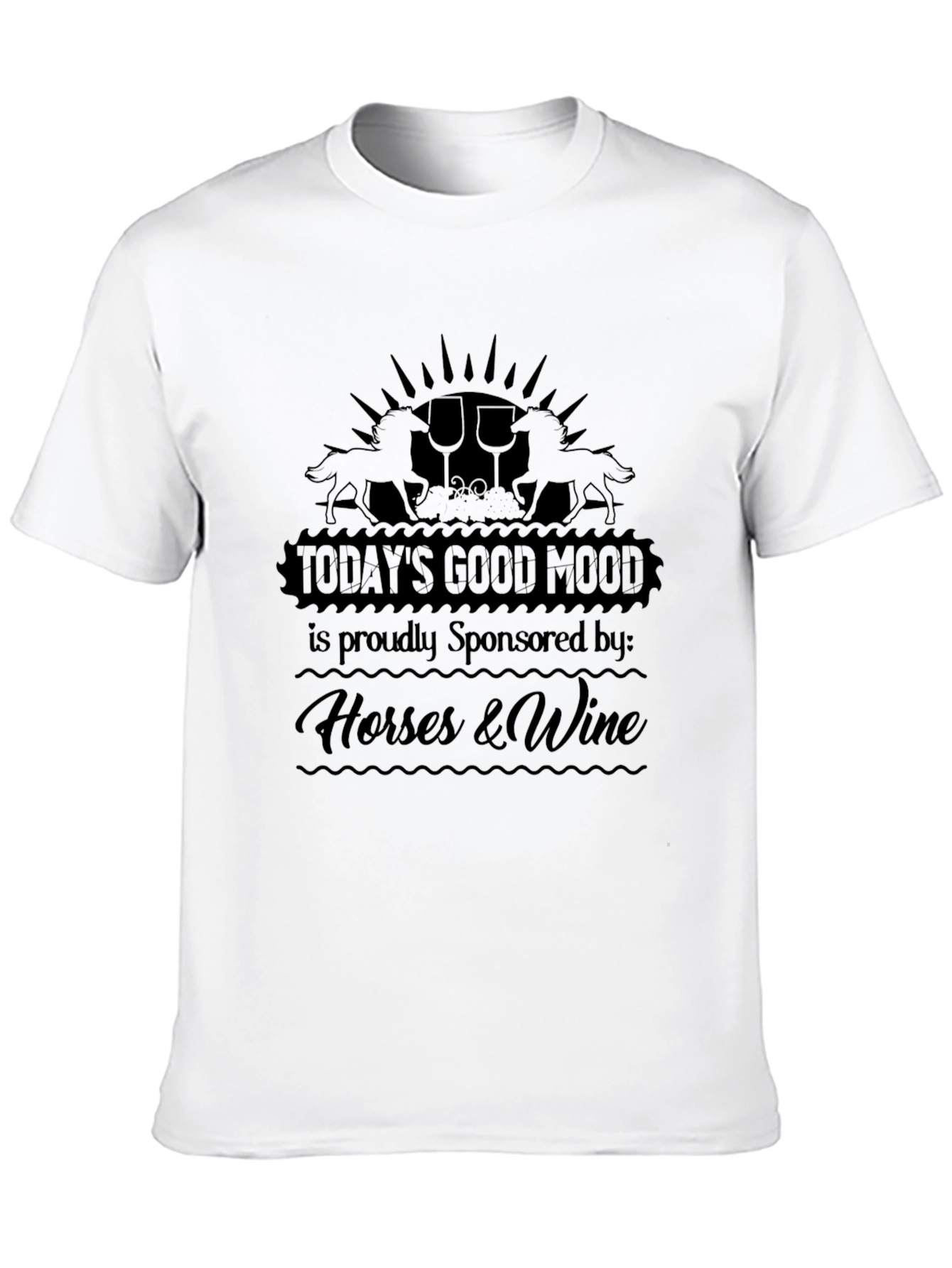Horses & Wine Funny Graphic T-Shirt
