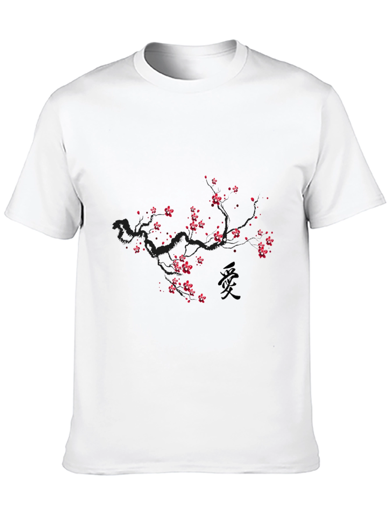 Cherry Blossom Print Black T-Shirt - Modern Casual Wear