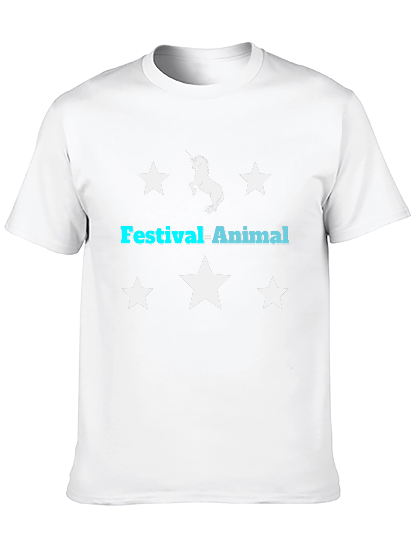 Festival-Animal Unicorn Star Graphic Black T-Shirt