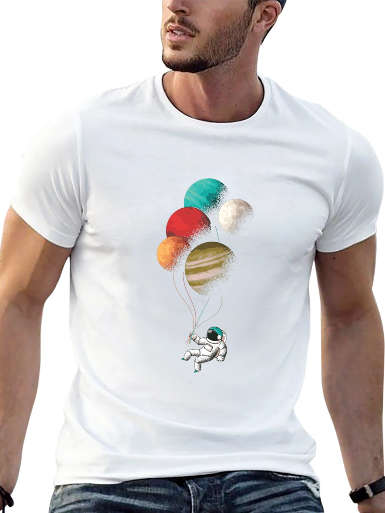 Astronaut Planet Balloon Graphic Tee